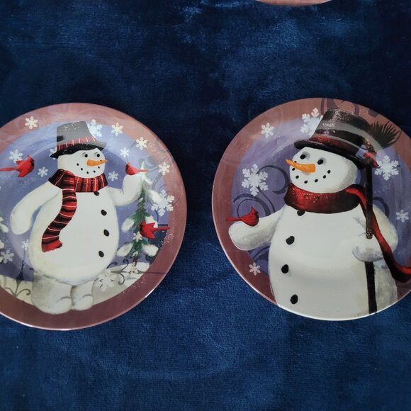 Set of 4 Snowman Plates - Picture 2 of 6